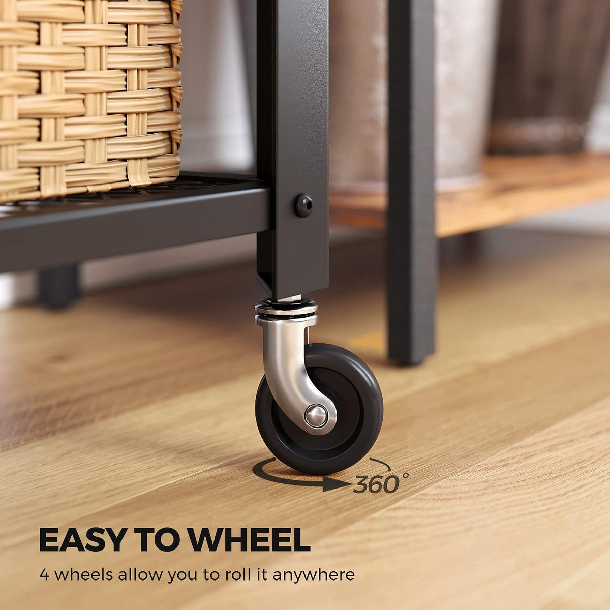 VASAGLE 3-Tier Serving Cart on Wheels with Storage