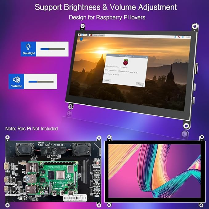 HAMTYSAN 7 Inch Raspberry Pi Screen Touchscreen Monitor 1024x600 Small HDMI