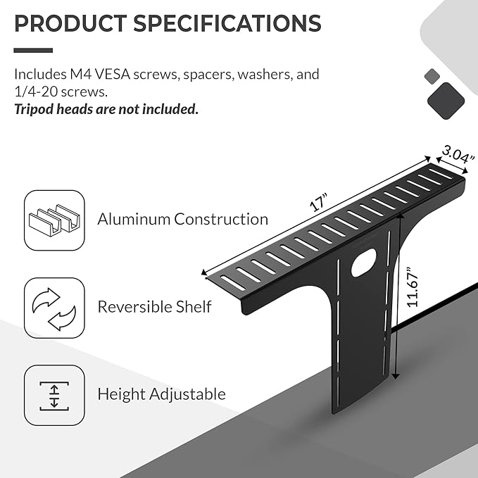 HumanCentric DSLR Monitor Mount Large, Desk Camera Mounting, Light Webcam