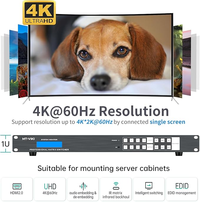 MT-VIKI 4K HDMI Matrix Extender 4x4 4K60Hz 4:4:4 Over CAT6/7/8 Cable, Matrix