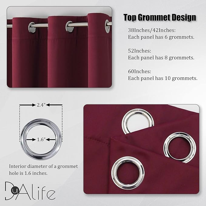 DUALIFE Burgundy Red Curtains for Bedroom Extra Long Drapes 120 Inches Long for (Set of 2)