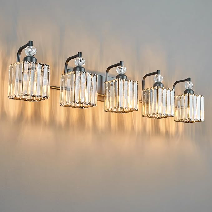 BBLLWJ 5 Light Bathroom Vanity Light Modern Black Vanity Light Fixtures