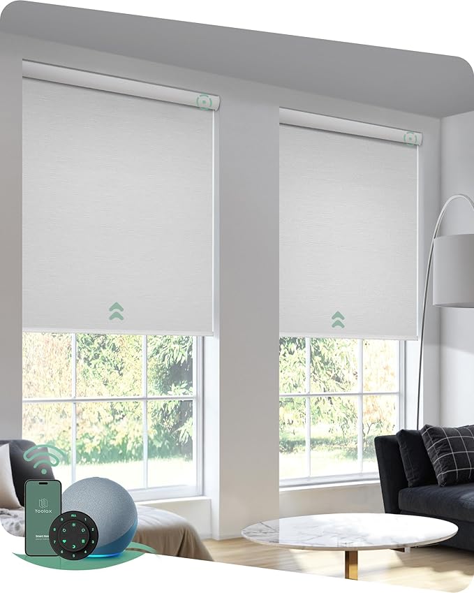 Yoolax Motorized Blinds with Remote, Electric Window Shades Compatible with