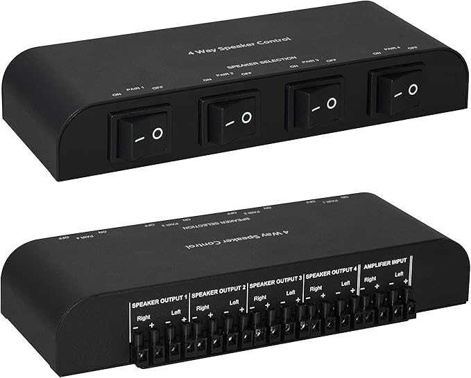 Xtrempro 61051 2 or 4 Way Speaker Switch, 1 in 2 Out or 1 in 4 Out Way Pair