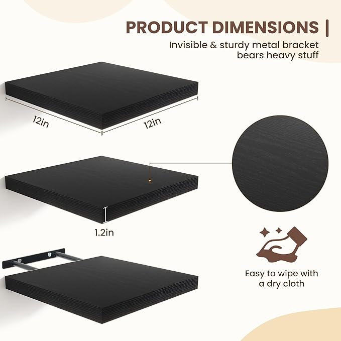 Fun Memories Floating Shelves for Wall (Set of 3)