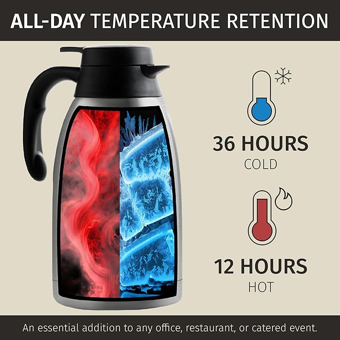 Thermal Coffee Carafe 2L / 68 oz – Updated 2025 Model – Insulated Stainless