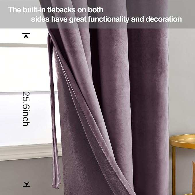 JIUZHEN Lavender Velvet Curtains 72 inches