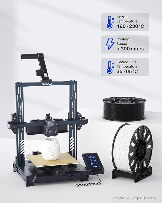 ELEGOO PLA Filament 1.75mm White 3KG, 3D Printer Filament Dimensional Accuracy