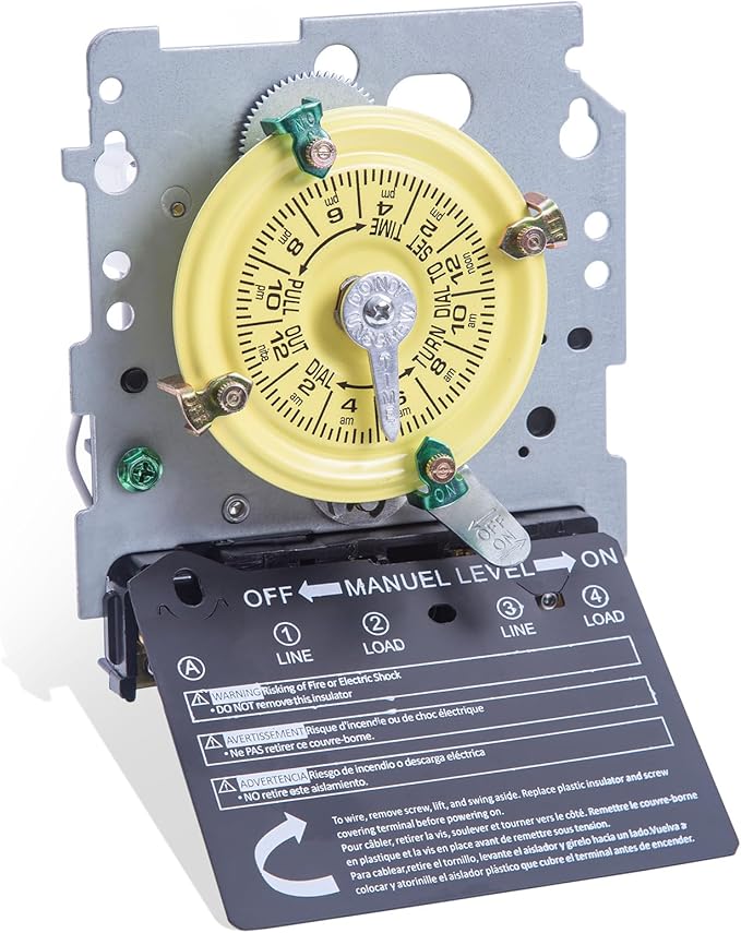 T104M Mechanical Time Switch, 208-277V AC 40A DPST, 24-Hour Dial (4 Pairs)