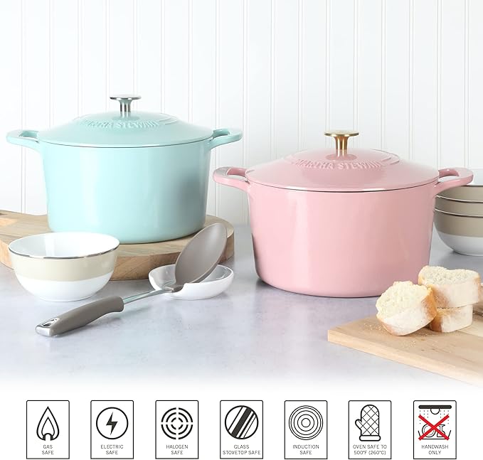 MARTHA STEWART Gatwick 7-Quart Enamel Cast Iron Dutch Oven – Martha Blue –