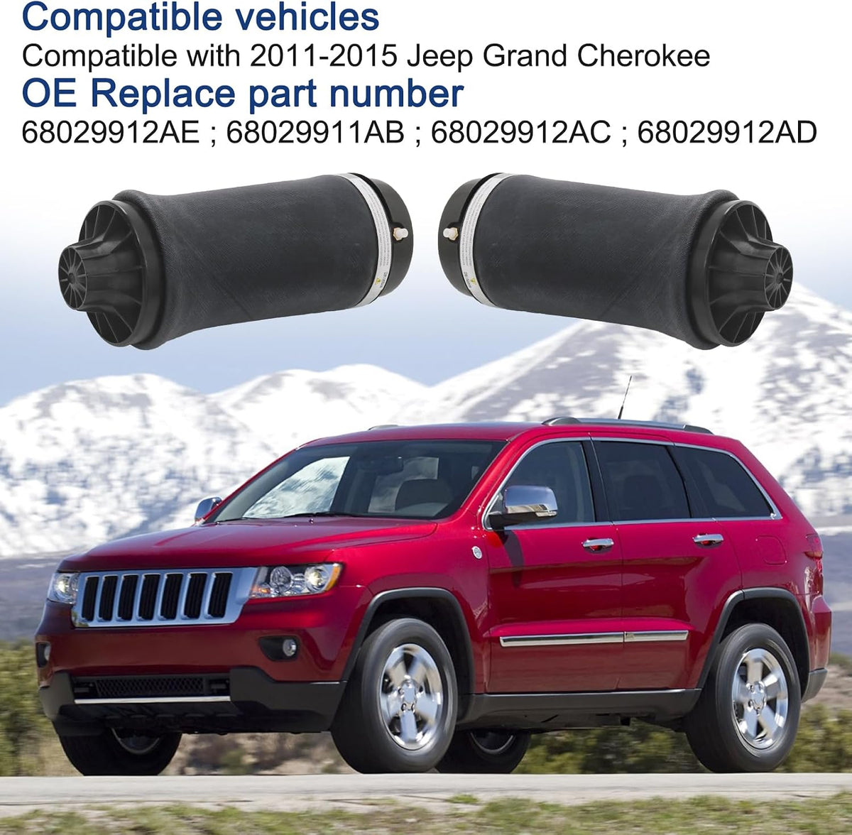 rear air suspension spring bag compatible with 2011-15 shown in use