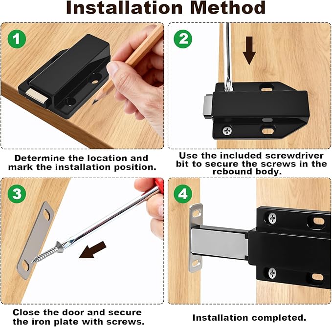 8 Pack Magnetic Push Latch, Heavy Duty Magnetic Touch Latch,