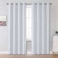 DUALIFE Greyish White Curtains for Bedroom Window Treatment 96 Inch Length (Set of 2)