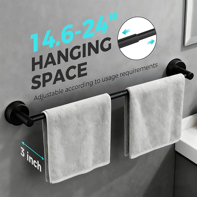 Adjustable Suction Cup Towel Bar (2 Pack)