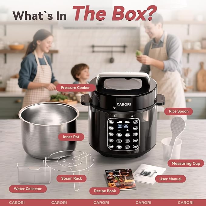 9-in-1 Electric Pressure Cooker 6 Qt, Stainless Steel Inner Pot, Programmable