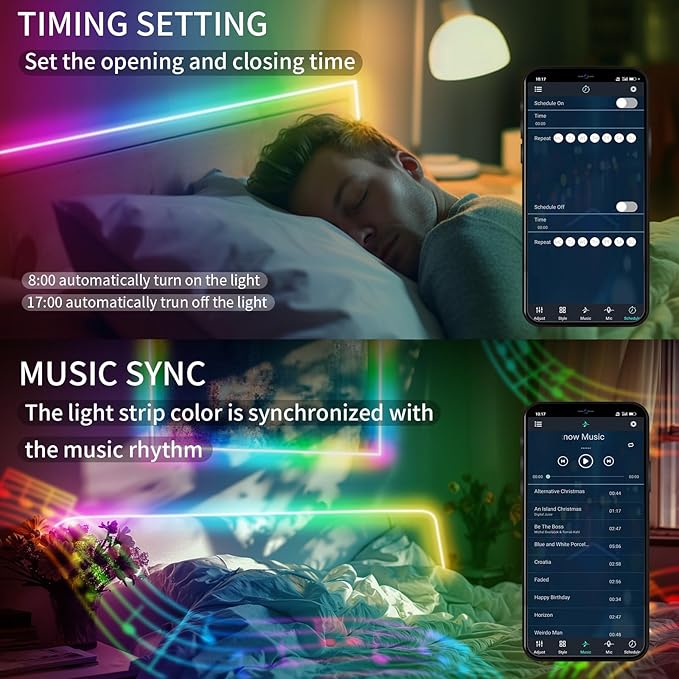 40ft COB RGB+IC LED Strip Lights, Bright Dream Color COB LED Light Strip (2 Rolls)
