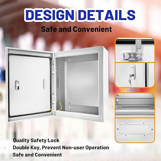 Outdoor Electrical Box 20 x 16 x 6''D NEMA 4X Enclosure Steel Box, Waterproof &