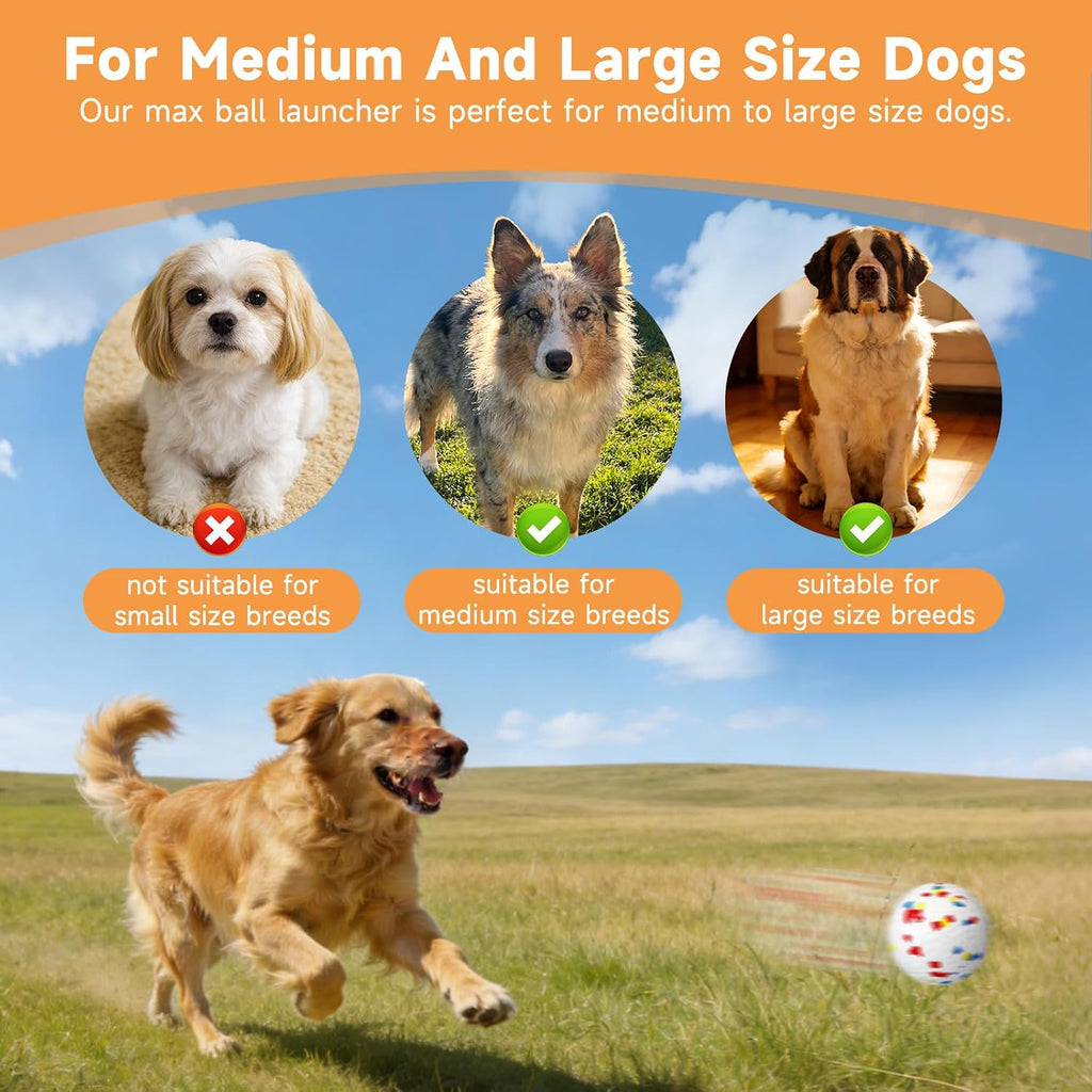 automatic dog ball launcher, 6 etpu balls, adjustable, side view