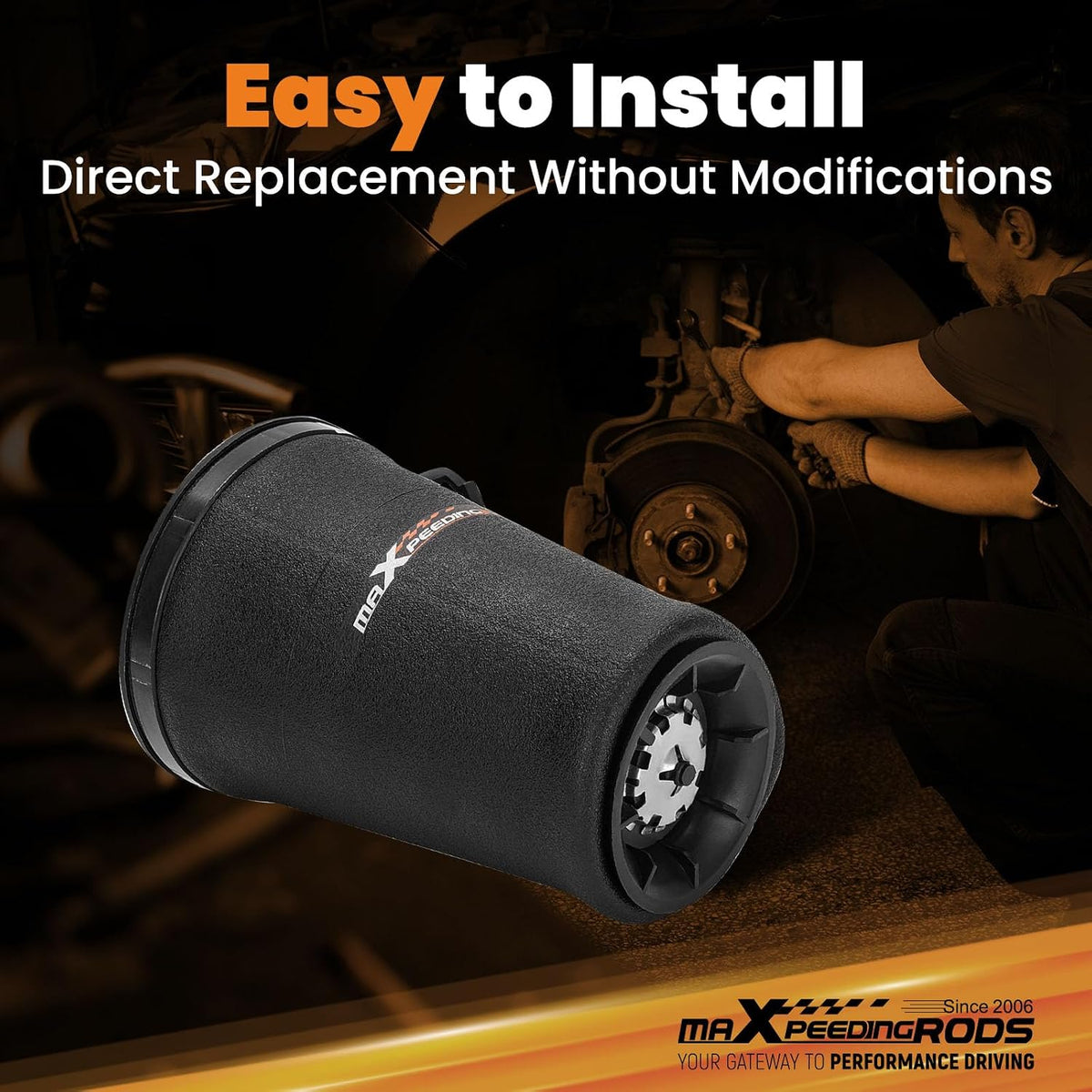 maxpeedingrods rear air suspension bags for lincoln towncar, close-up detail