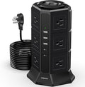 Surge Protector Power Strip Tower, 10FT Ultra Flat Extension Cord