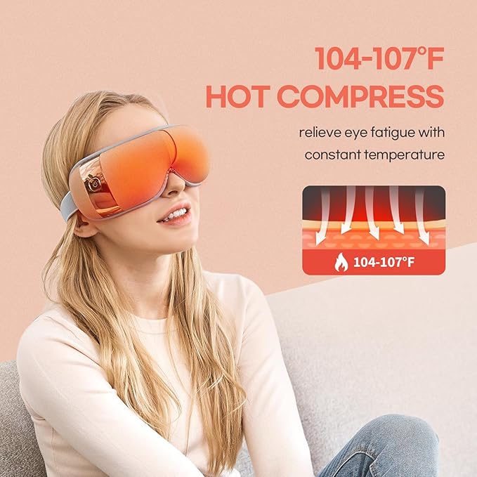 HubiCare Eye Massager with Heat, and Music Helps Relieve Strain, Dark Circles
