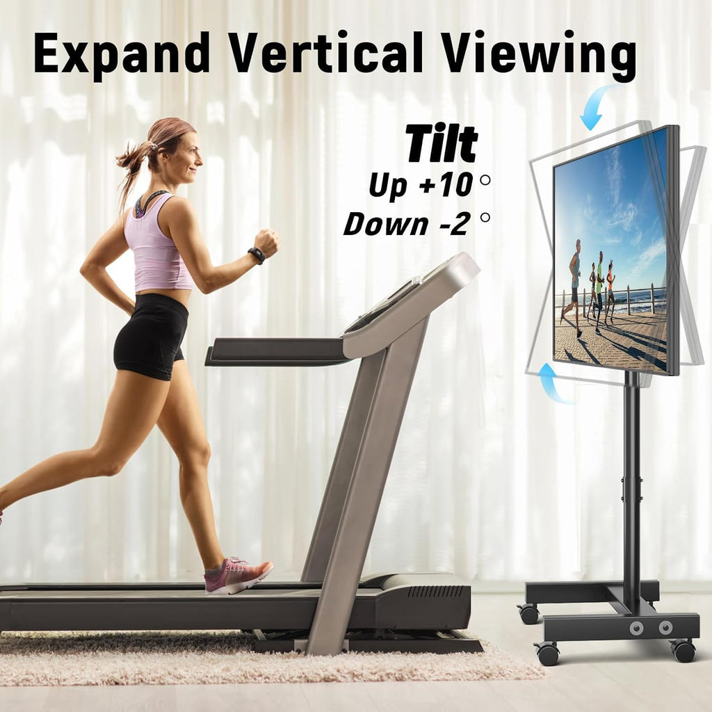 YOMT Rolling TV Stand for 13-50 Inch TVs, Support 90° Screen Rotation