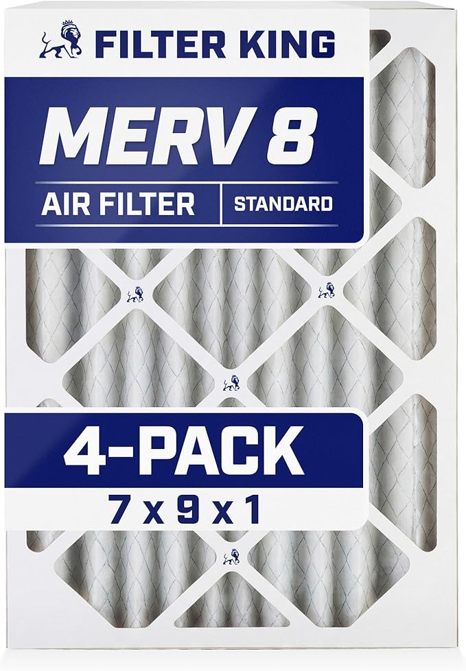 Filter King 7x9x1 Air Filter | 4-PACK | MERV 8 HVAC Pleated A/C Furnace Filters