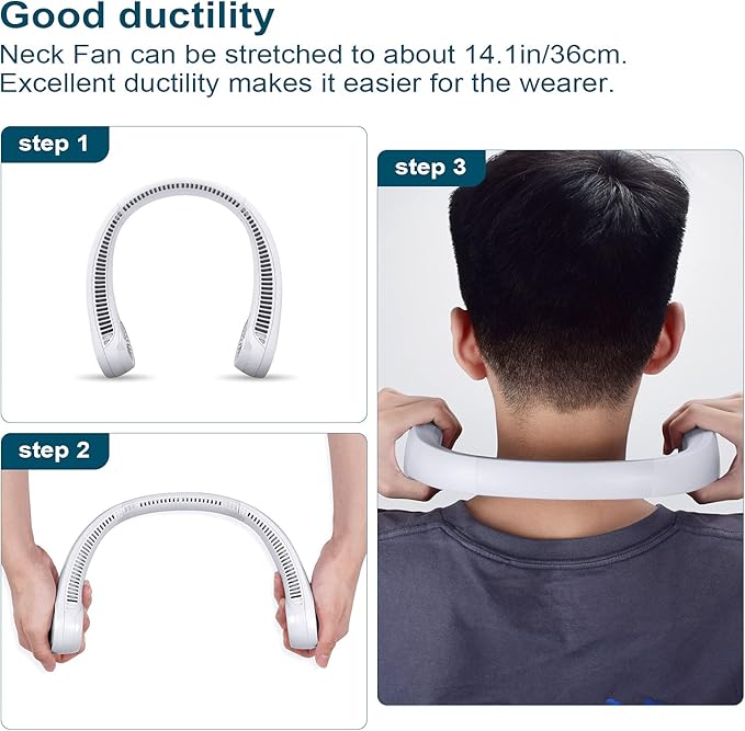 CIVPOWER Neck Fan: Portable Personal Neck Cooling Rechargeable Bladeless Fan