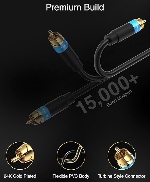 BlueRigger RCA Audio Subwoofer Cable – (2PK)