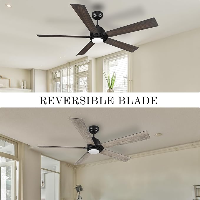 SMAAIR Smart Ceiling Fans with Lights and Remote, 60 Inch Low Profile Ceiling