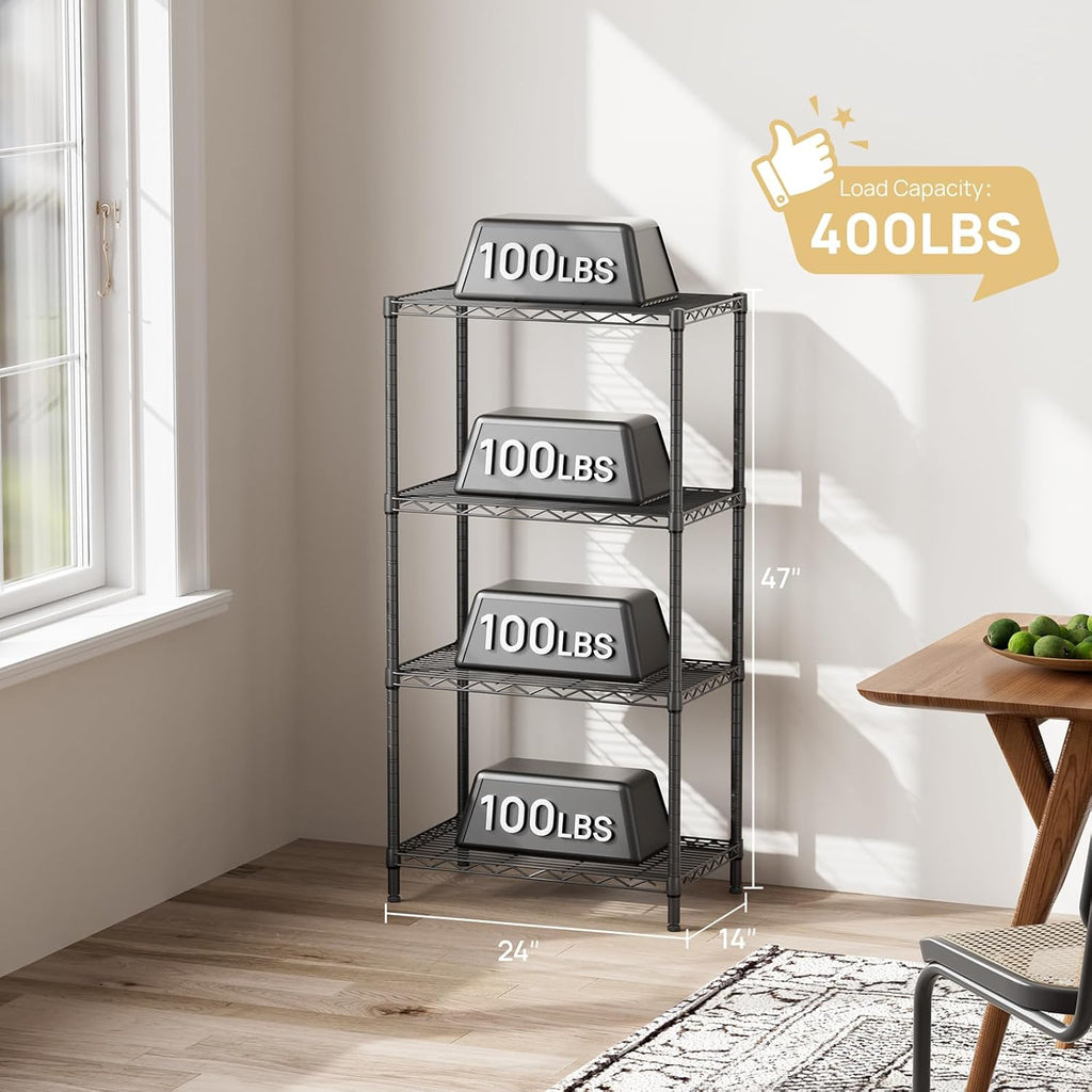SINGAYE 4 Metal Shelves Wire Shelving Storage Shelf Adjustable Unit Pantry
