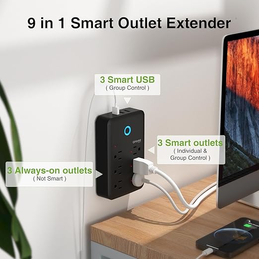 GHome Smart Plug Outlet Extender, Smart Power Strip Surge Protector
