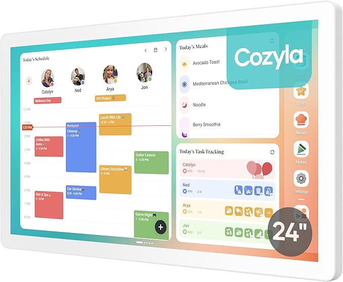 Cozyla Digital Calendar+ 2: 24 inch Wall Planner Touch Screen Chore Chart