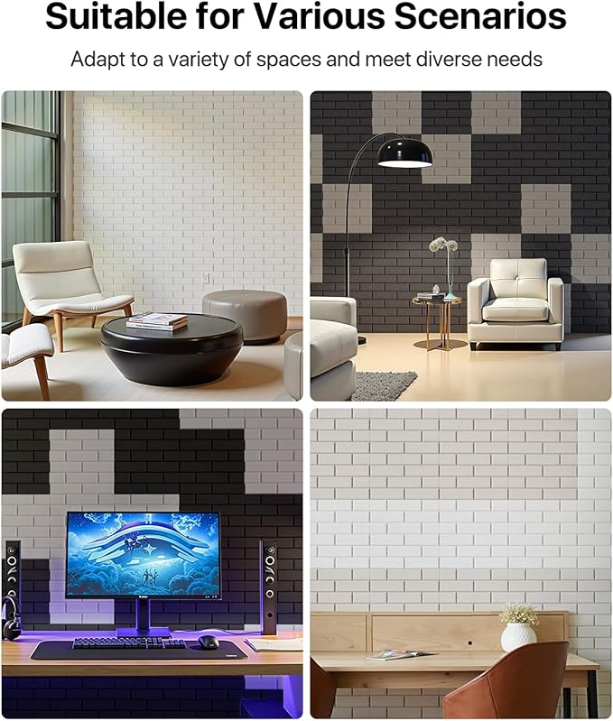 Soundproof Wall Panels Self-adhesive, Acoustic Panels 18 Pack Brick Wall Panels
