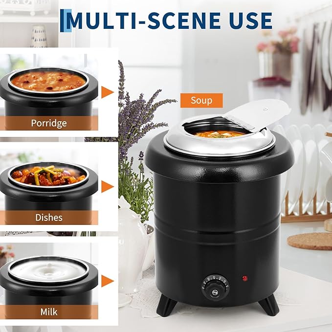 Commercial Electric Soup Kettle Warmer – 10L/11Qt Stainless Steel Pot