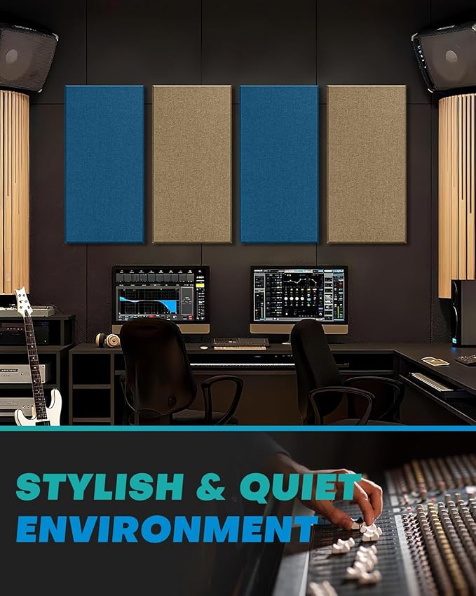 4Pack Fiberglass Acoustic Panels, Self Adhesive Sound Proof Foam Panels