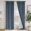 Lazzzy Blue Blackout Velvet Curtains 84 Inch Long Thermal Insulated Room