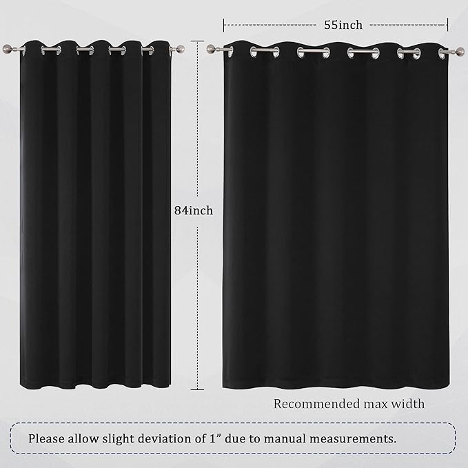 DUALIFE Blackout Curtains 60 inches Wide x 84 inches Long 2 Panels