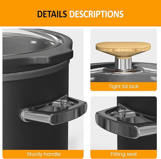 Sunvivi 2 Quart Slow Cooker, Small Slow Cooker