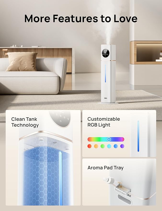 DREO HM735S 11L Smart Humidifier Large Room 700 ft², 100H Cool Mist Air