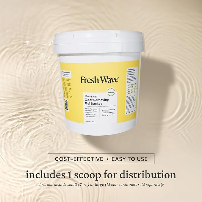 Fresh Wave Odor Removing Gel Bucket, 15.5 lb. | Lemon Scent Refill | Odor