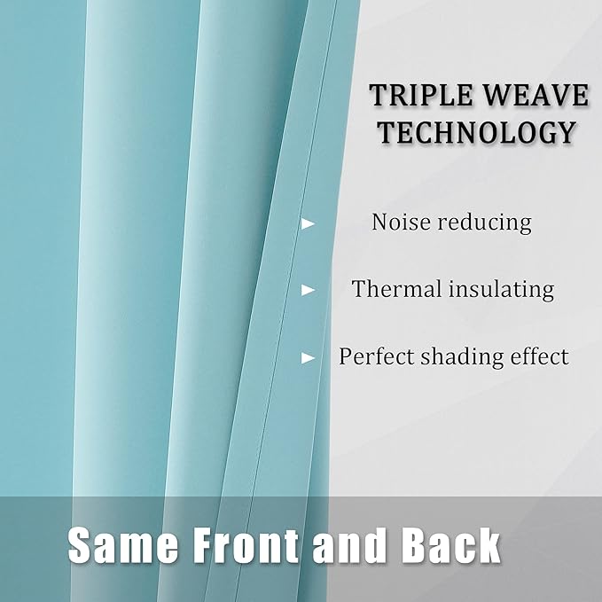 DUALIFE Aqua Curtains for Living Room Bedroom Light Blocking Window Curtains