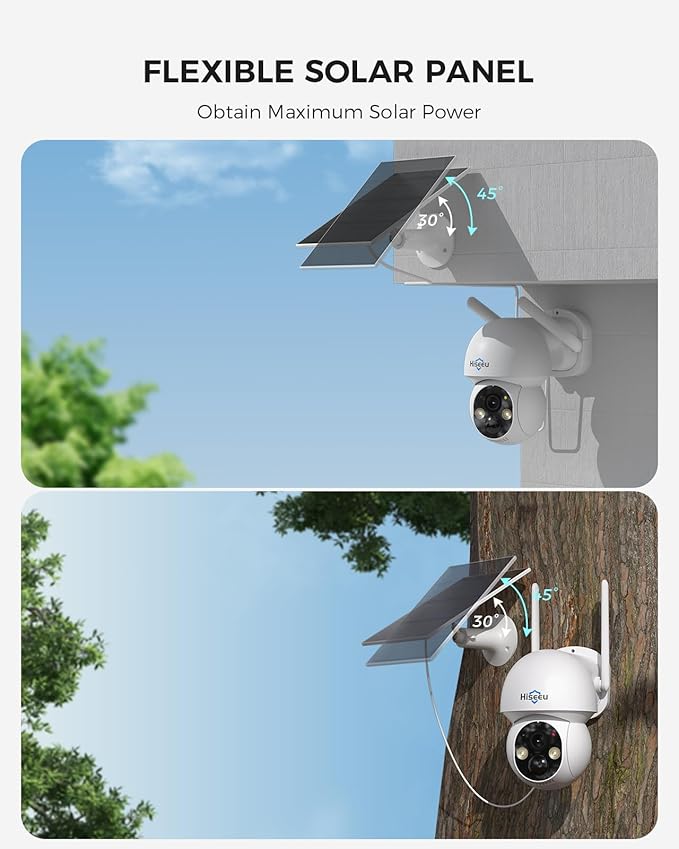 Hiseeu Solar Camera Wireless Outdoor, Home Security Camera System, 2.4G & 5G