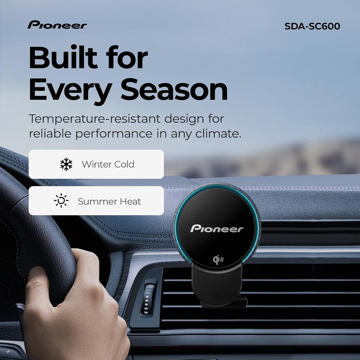 Pioneer Qi2 MagSafe Wireless Car Charger and Phone Mount