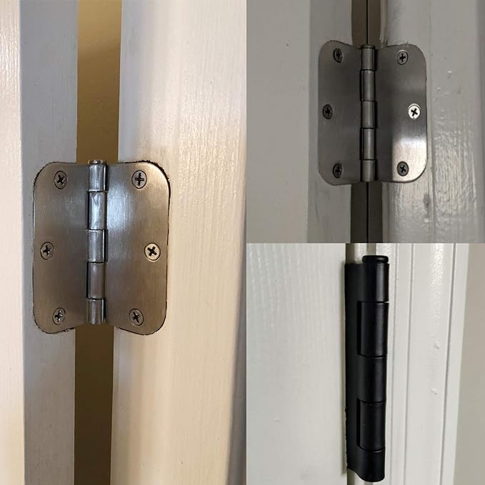 100 Pack Interior Door Hinges Brushed Nickel 3.5 inch x 3 1/2" 5/8" Round