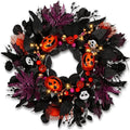 Halloween Wreath for Front Door, 24" Black Gothic Spooky Outdoor Décor