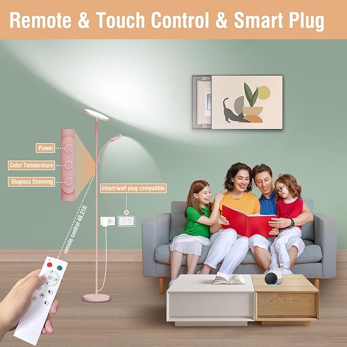 marctronic Pink Floor Lamp, 42W 4000LM Super Bright LED Room Lamp