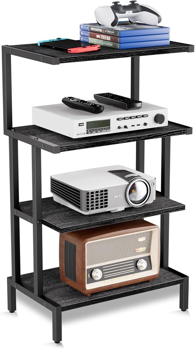 Aquzee Media Stand, Gaming Shelf, 4 Tier Small Electronics Shelves Video Game