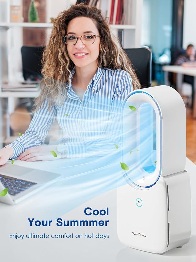let'me Desk Fan, Portable Bladeless Fan 11.8 inch Small Personal Cooling Fan