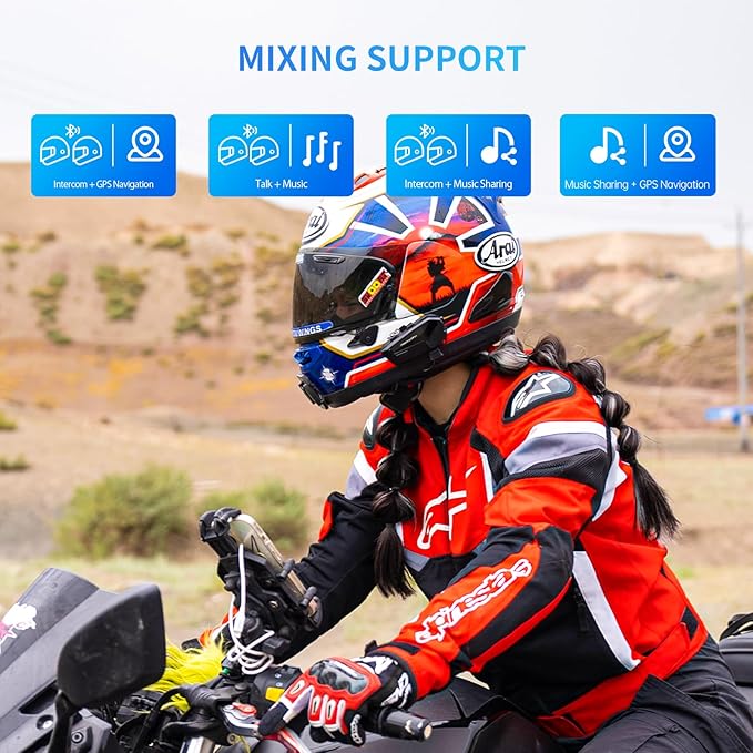 FreedConn FX Plus Motorcycle Helmet Bluetooth Headset, Auto-Join Mesh Network